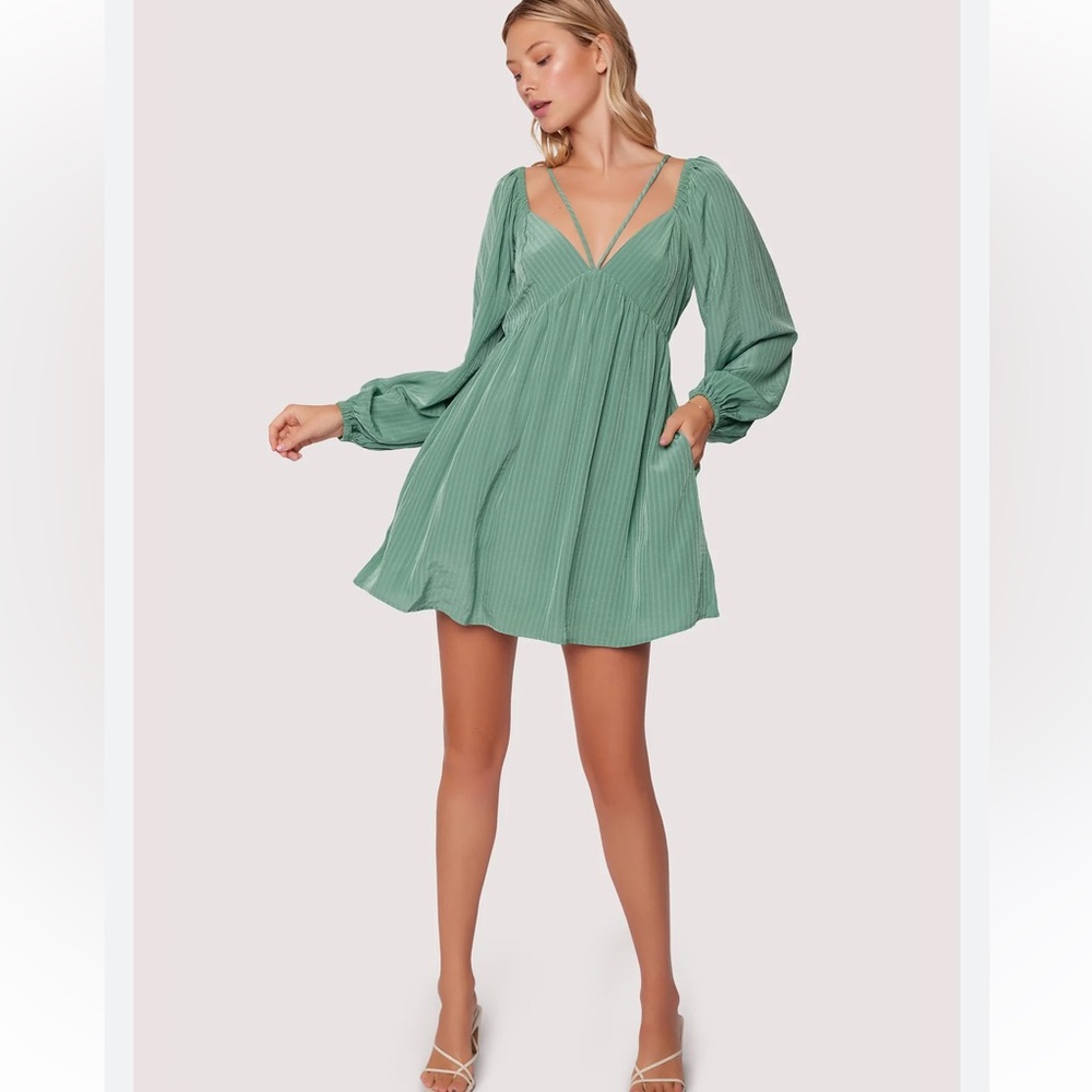 NEW Lost + wander willow green strappy long sleeve Dress